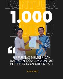 BANTUAN SERIBU BUKU DARI PERPUSTAKAAN NASIONAL RI UNTUK PERPUSTAKAAN ANEKA ILMU KALURAHAN CANDIREJO